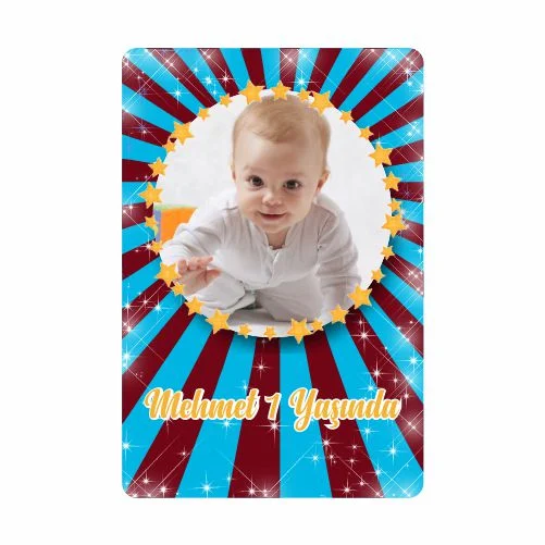 Bordo Mavi Temalı Doğum Günü Magneti